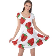 Seamless Pattern Fresh Strawberry Cap Sleeve Dress by Vaneshart