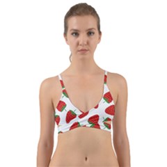 Seamless Pattern Fresh Strawberry Wrap Around Bikini Top by Vaneshart