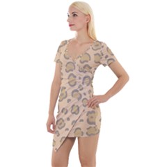 Leopard Print Short Sleeve Asymmetric Mini Dress by Sobalvarro