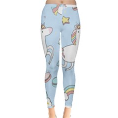 Unicorn Seamless Pattern Background Vector Inside Out Leggings by Sobalvarro