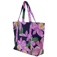 Vector Hand Drawn Orchid Flower Pattern Zip Up Canvas Bag by Sobalvarro