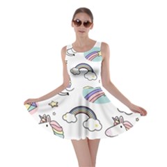 Cute Unicorns With Magical Elements Vector Skater Dress by Sobalvarro