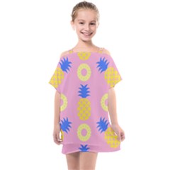 Pop Art Pineapple Seamless Pattern Vector Kids  One Piece Chiffon Dress by Sobalvarro