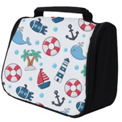 Seamless Pattern Nautical Icons Cartoon Style Full Print Travel Pouch (big) by Vaneshart