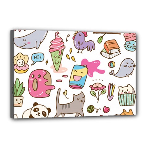 Set Kawaii Doodles Canvas 18  X 12  (stretched) by Vaneshart