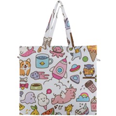 Set Kawaii Doodles Canvas Travel Bag by Vaneshart