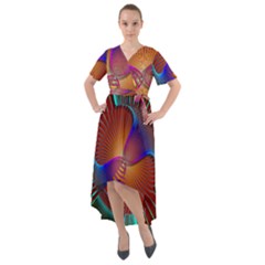 Lines Rays Background Light Rainbow Front Wrap High Low Dress by Bajindul