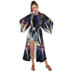 Fireworks Rocket Night Lights Maxi Kimono by HermanTelo