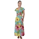 Hibiscus Flutter Sleeve Maxi Dress View1