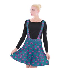 Field Of Flowers Decorative Suspender Skater Skirt by pepitasart