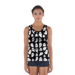 Cute Kawaii Ghost Pattern Sport Tank Top  by Valentinaart