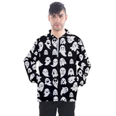 Cute Kawaii Ghost Pattern Men s Half Zip Pullover by Valentinaart