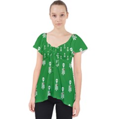 Skeleton Green Background Lace Front Dolly Top by snowwhitegirl