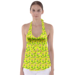 Carnation Pattern Yellow Babydoll Tankini Top by snowwhitegirl