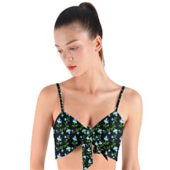 Carnation Pattern Black Woven Tie Front Bralet by snowwhitegirl