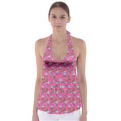 Carnation Pattern Pink Babydoll Tankini Top by snowwhitegirl