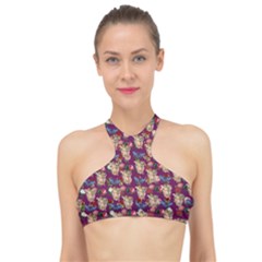 Angel Cherub Butterflies Magenta High Neck Bikini Top by snowwhitegirl