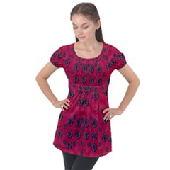 The Dark Moon Fell In Love With The Blood Moon Decorative Puff Sleeve Tunic Top by pepitasart