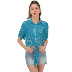 Bubble Group Pattern Abstract Tie Front Shirt  by Vaneshart