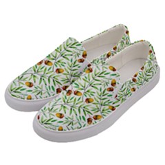 Pine Cone Pattern Autumn Men s Canvas Slip Ons by Vaneshart