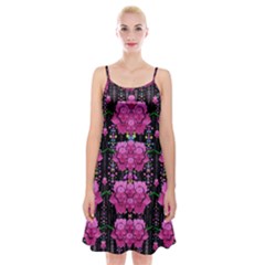 In The Dark Is Rain And Fantasy Flowers Decorative Spaghetti Strap Velvet Dress by pepitasart