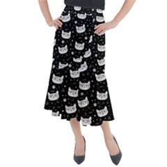 Gothic Cat Midi Mermaid Skirt by Valentinaart