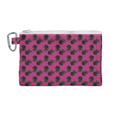 Black Rose Pink Canvas Cosmetic Bag (medium) by snowwhitegirl