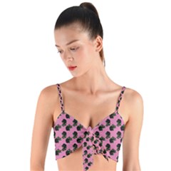 Black Rose Light Pink Woven Tie Front Bralet by snowwhitegirl