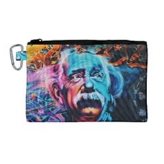 Albert Einstein Retro Wall Graffiti Blue Pink Orange Modern Urban Art Grunge Canvas Cosmetic Bag (large) by snek