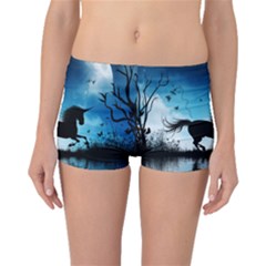 Wonderful Unicorn Silhouette In The Night Boyleg Bikini Bottoms by FantasyWorld7