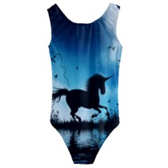 Wonderful Unicorn Silhouette In The Night Kids  Cut-out Back One Piece Swimsuit by FantasyWorld7