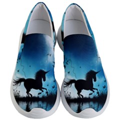 Wonderful Unicorn Silhouette In The Night Women s Lightweight Slip Ons by FantasyWorld7