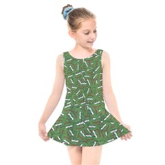 Pepe The Frog Face Pattern Green Kekistan Meme Kids  Skater Dress Swimsuit by snek