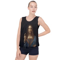 Salvator Mundi Leonardo Davindi 1500 Jesus Christ Savior Of The World Original Paint Most Expensive In The World Bubble Hem Chiffon Tank Top by snek