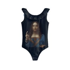 Salvator Mundi Leonardo Davindi 1500 Jesus Christ Savior Of The World Original Paint Most Expensive In The World Kids  Frill Swimsuit by snek