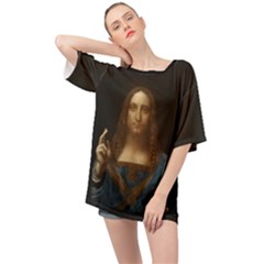 Salvator Mundi Leonardo Davindi 1500 Jesus Christ Savior Of The World Original Paint Most Expensive In The World Oversized Chiffon Top by snek