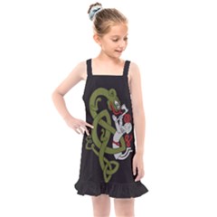 Pepe The Frog Rare Celtic Viking Norse Dragon Pattern Deus Vult Medieval Wojak Crusader Kids  Overall Dress by snek