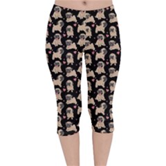 Adorable Pug Dog Velvet Capri Leggings  by trulycreative