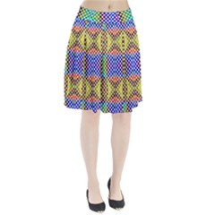 Colorful Circle Abstract White Brown Blue Yellow Pleated Skirt by BrightVibesDesign