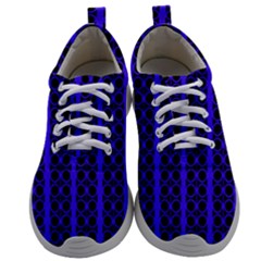 Circles Lines Black Blue Mens Athletic Shoes by BrightVibesDesign