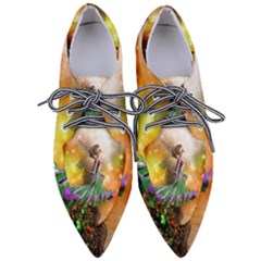 Cute Flying Fairy In The Night Women s Pointed Oxford Shoes by FantasyWorld7