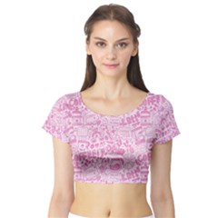 Coffee Pink Short Sleeve Crop Top by Amoreluxe