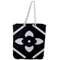 Pattern Flower Black Full Print Rope Handle Tote (large) by HermanTelo