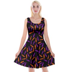 Halloween Candy On Black Reversible Velvet Sleeveless Dress by bloomingvinedesign