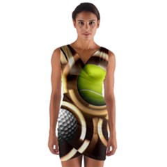 Sport Ball Tennis Golf Football Wrap Front Bodycon Dress by HermanTelo