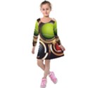 Sport Ball Tennis Golf Football Kids  Long Sleeve Velvet Dress View1