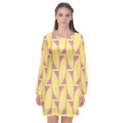 Yellow Pink Long Sleeve Chiffon Shift Dress  by HermanTelo