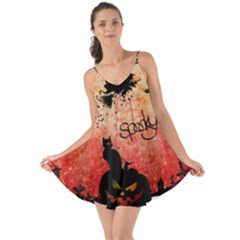 Funny Halloween Design, Cat, Pumpkin And Witch Love The Sun Cover Up by FantasyWorld7