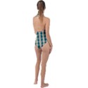 Pattern Texture Plaid Grey Plunge Cut Halter Swimsuit View2