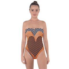 Heart Chess Board Checkerboard Tie Back One Piece Swimsuit by HermanTelo